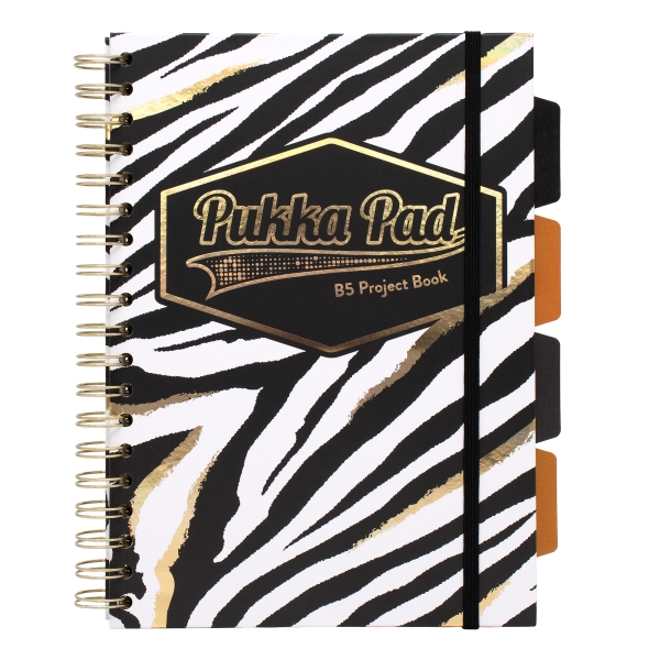 Pukka wild notebook b5 hard cover 200pg project book zebra