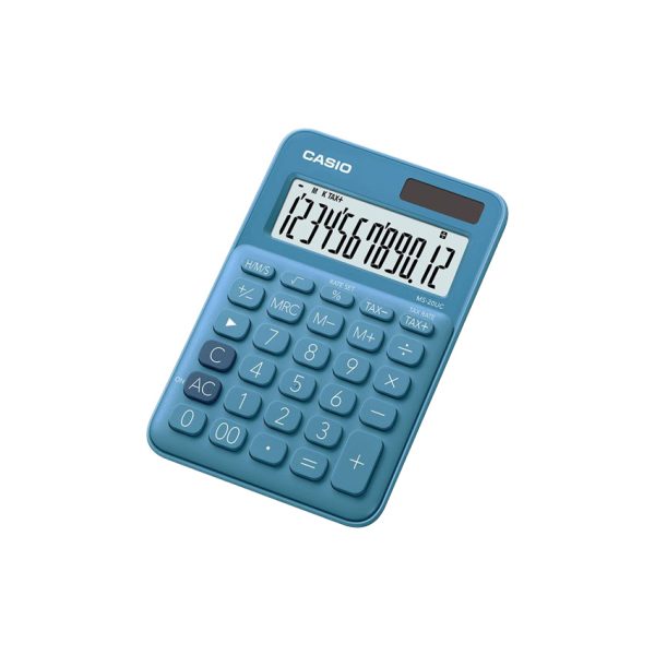 Casio calculator desktop mini 12 dig blue