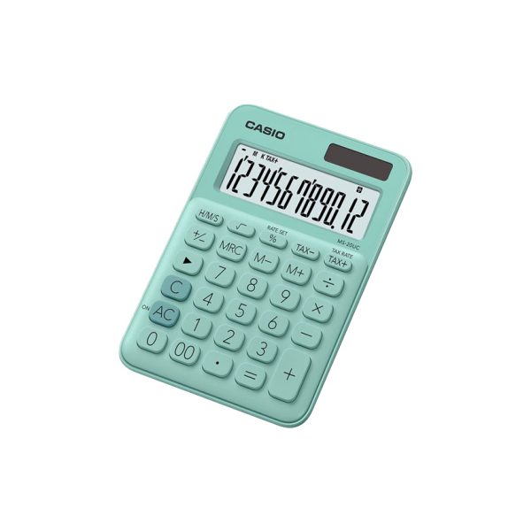 Casio calculator desktop mini 12 dig green