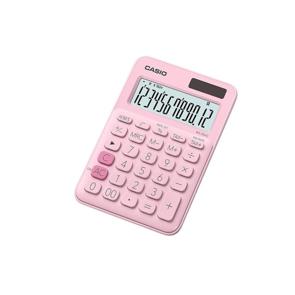 Casio calculator desktop mini 12 dig pink