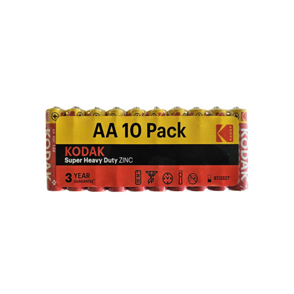 Kodak battery aa super heavy duty zinc long shrink pack 10