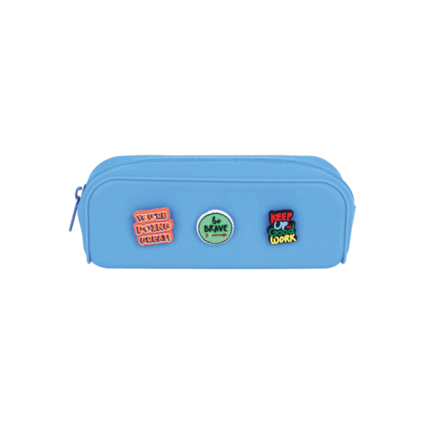Pencil Bag Silicone with Charms 18.5cm Blue