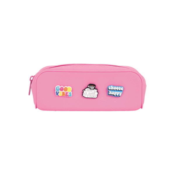 Pencil Bag Silicone with Charm 18.5cm Pink