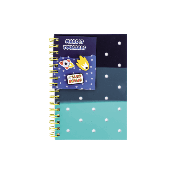 Notebook A5 80pg Side Spiral Silicone Cover + Charms Blue