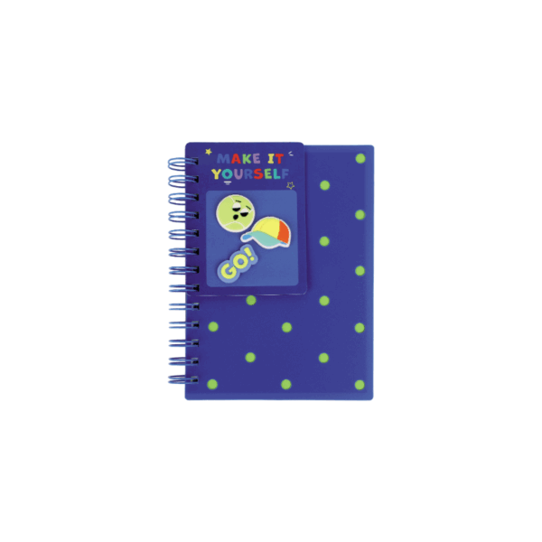 Notebook  B6 80pg Side Spiral PP Cover + Charms Blue